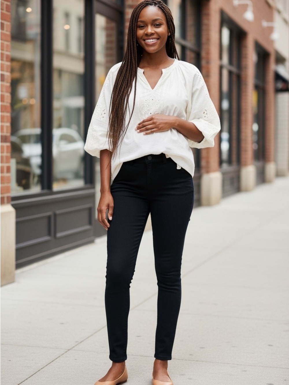 NWT Maternity Skinny Leg Pants in Black with Side Panel